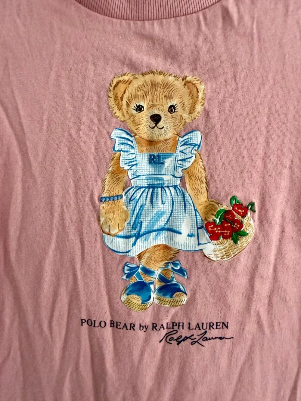 Ralph Lauren Polo Bear Pink Cotton Jersey Ruffle Dress Girls 12M
